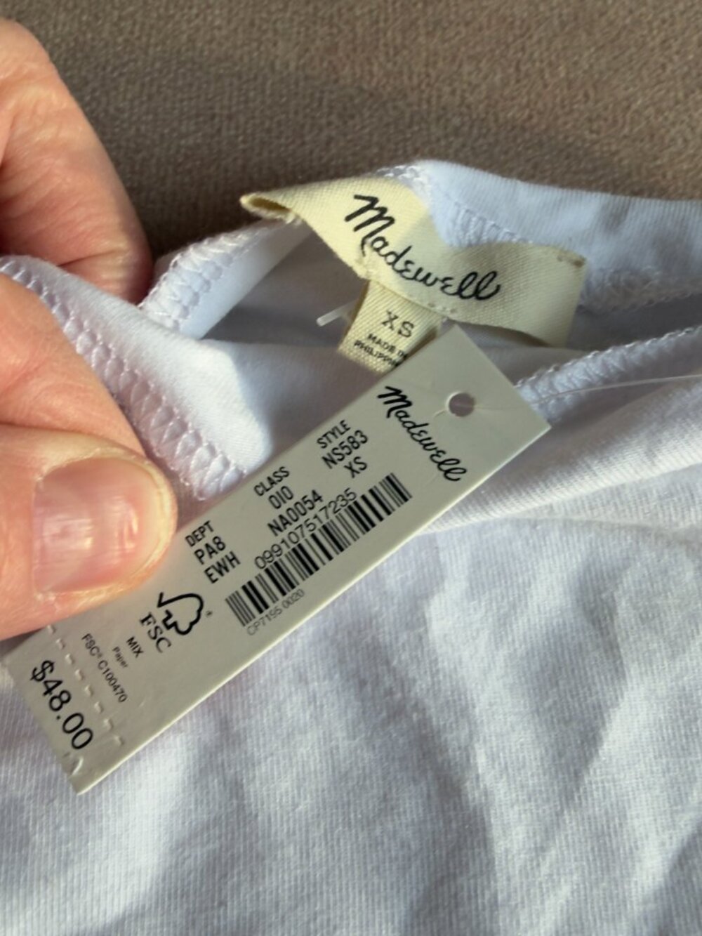 New w/ Tags Madewell White Short-Sleeve Mock Neck Tee - Picture 8 of 14
